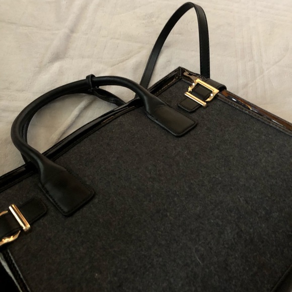 Nine West Black Leather and Gray Fabric Bag - Picture 2 of 6